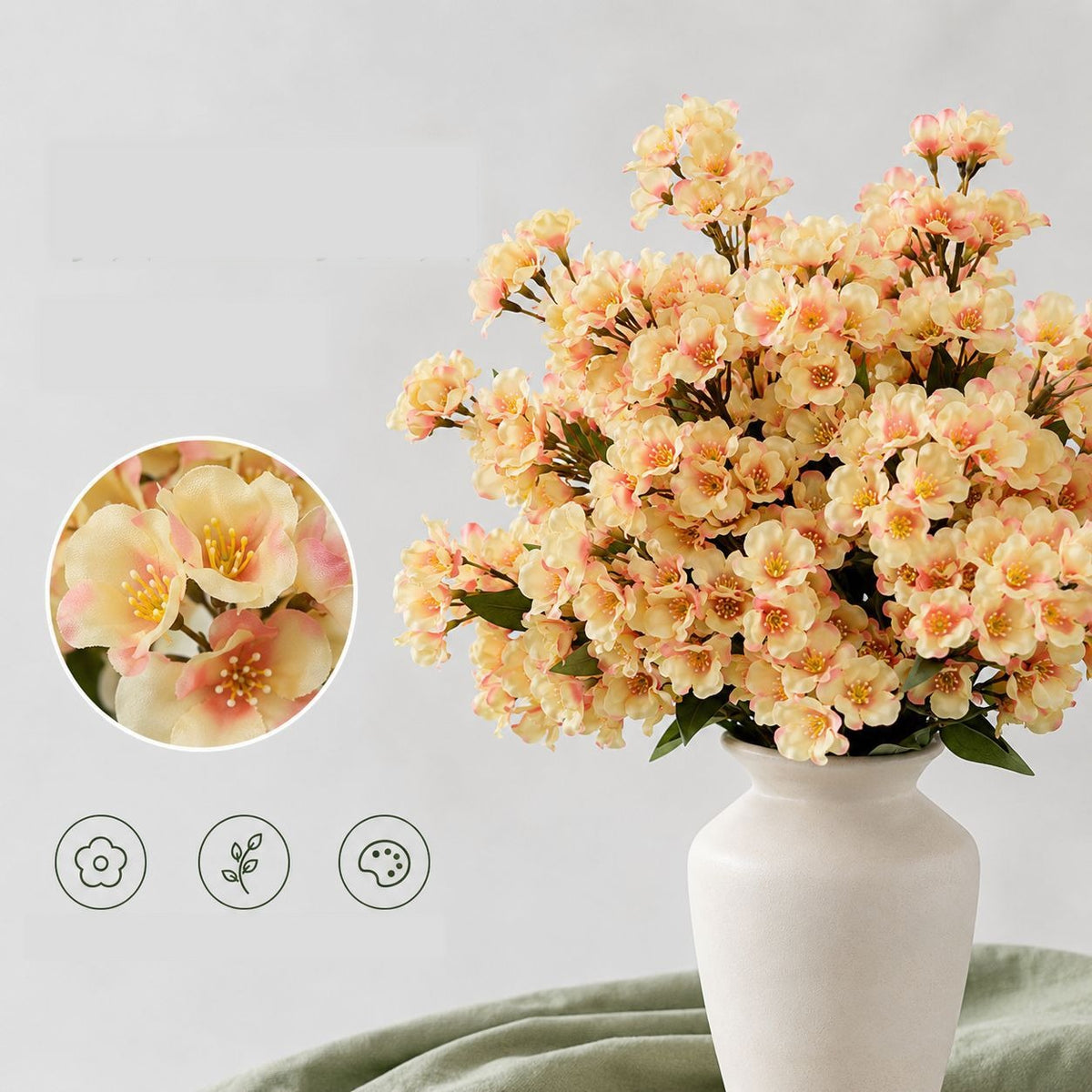 Künstliche Begonien-Blüten, 74 cm, Polyester, moderne Deko für Zuhause, Hochzeiten und Gewerbe