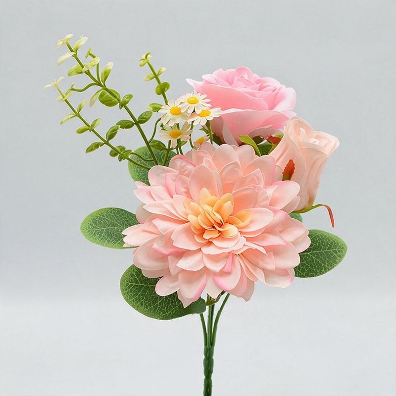 Künstliche Seidenblumen Pfingstrose/Dahlie Busch 30 cm, Landhausstil, Hochzeit Dekoration, Büro, Hotel, Schaufenster