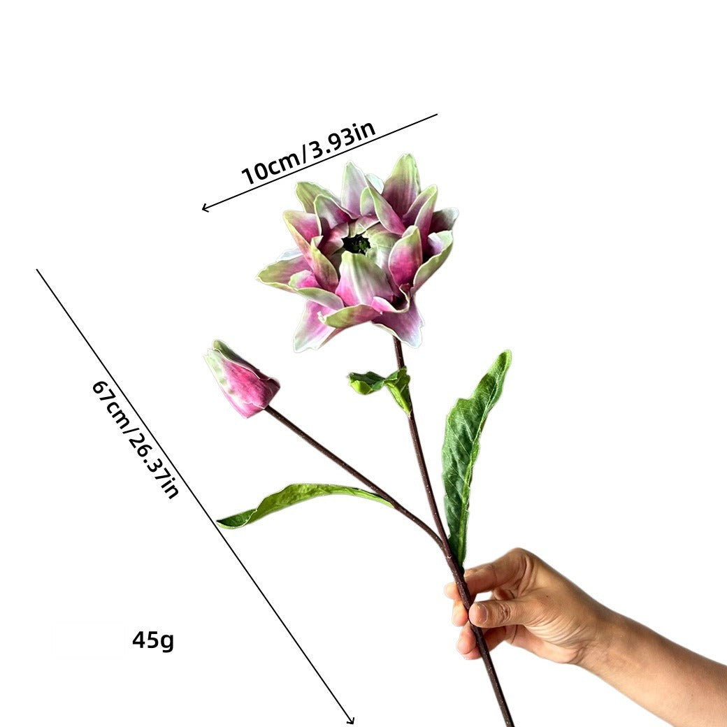Kunstblume Distel & Ananasblüte, Einzelstiel mit 2 Blüten, 67 cm hoch, Kunststoff, für Hochzeit, Dekoration, Büro