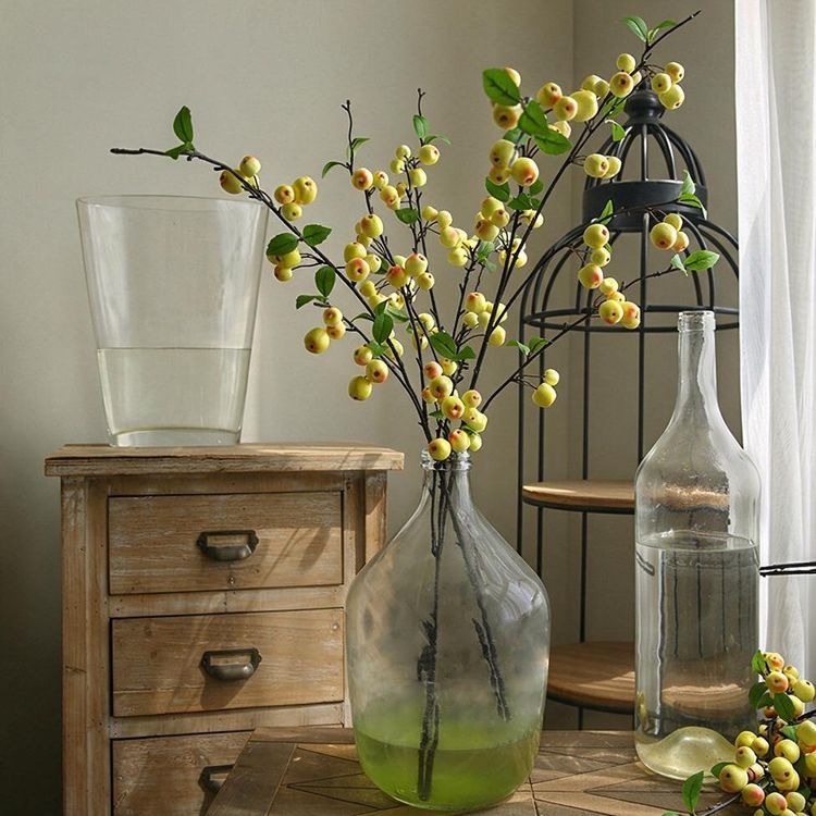 Künstliche Apfelblüte, Einzelstiel mit 36 Blüten, 105 cm lang, Seidenstoff, für Innenraum, Dekoration