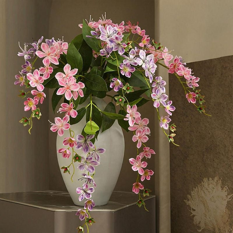 Künstliche Jasminblüte, 80 cm, Seide, 9 Blüten, Single Stem für Hochzeit, Shop-Deko, Innenraum, Bürodekoration, Großhandel