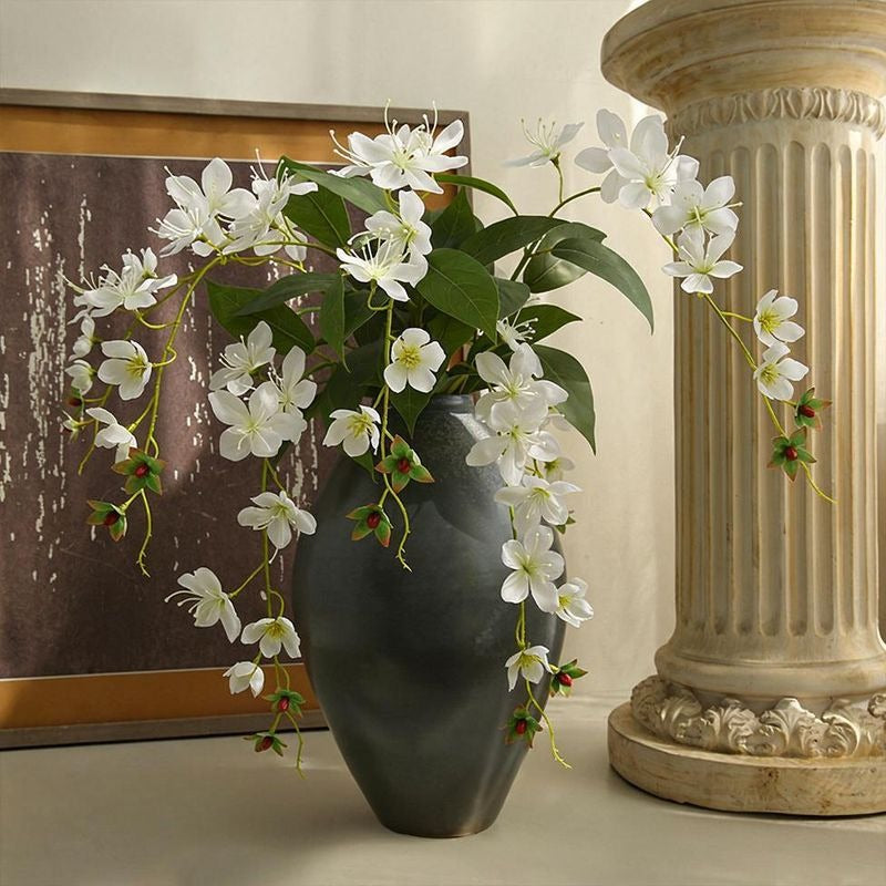 Künstliche Jasminblüte, 80 cm, Seide, 9 Blüten, Single Stem für Hochzeit, Shop-Deko, Innenraum, Bürodekoration, Großhandel