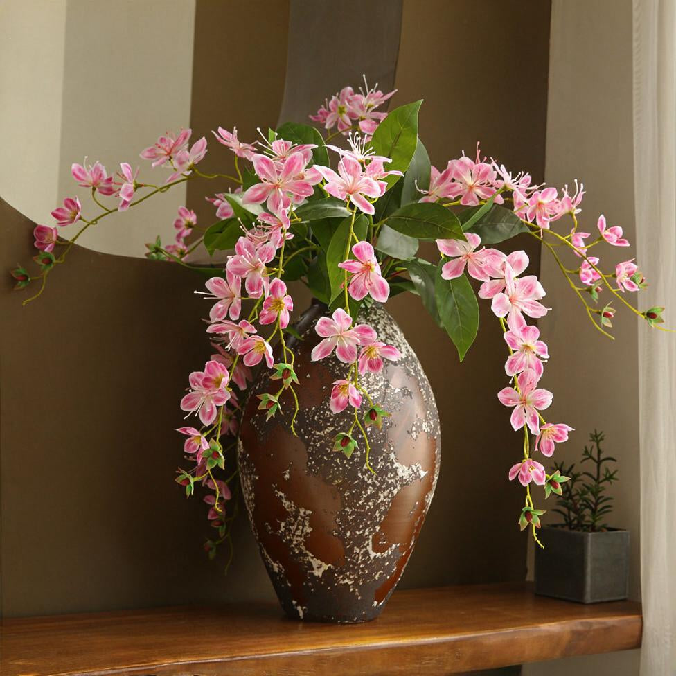 Künstliche Jasminblüte, 80 cm, Seide, 9 Blüten, Single Stem für Hochzeit, Shop-Deko, Innenraum, Bürodekoration, Großhandel