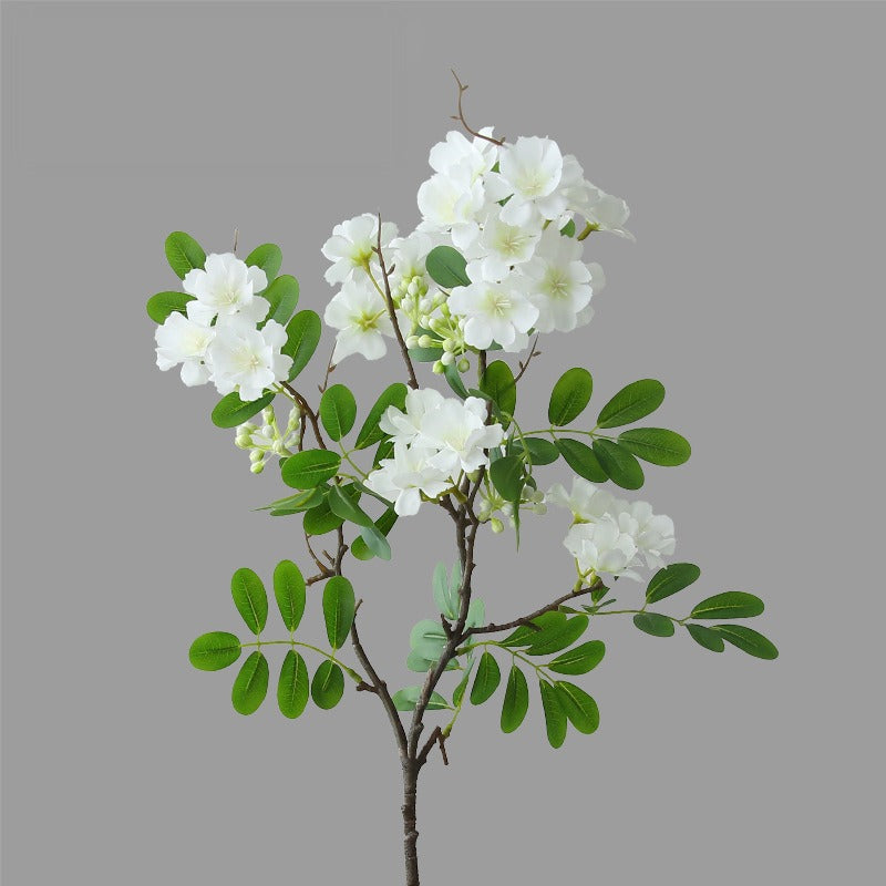 Künstliche Blume, 74 cm, Seidenstoff, Einzelstiel mit 30 Blüten, Weiß/Rosa, für Zuhause, Hotel, Schaufenster
