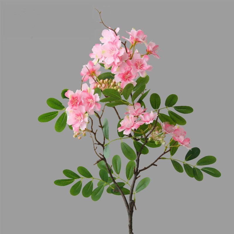 Künstliche Blume, 74 cm, Seidenstoff, Einzelstiel mit 30 Blüten, Weiß/Rosa, für Zuhause, Hotel, Schaufenster