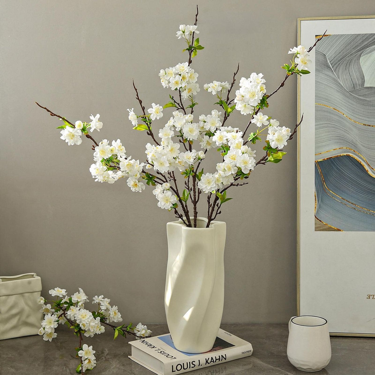 Künstliche Seidenblüte Kirschblüte Linglong – 92 cm, 25 Blüten, modern, für Hochzeit, Dekoration, Shop, Büro, Zuhause – Biegsamer Stiel, ohne Vase