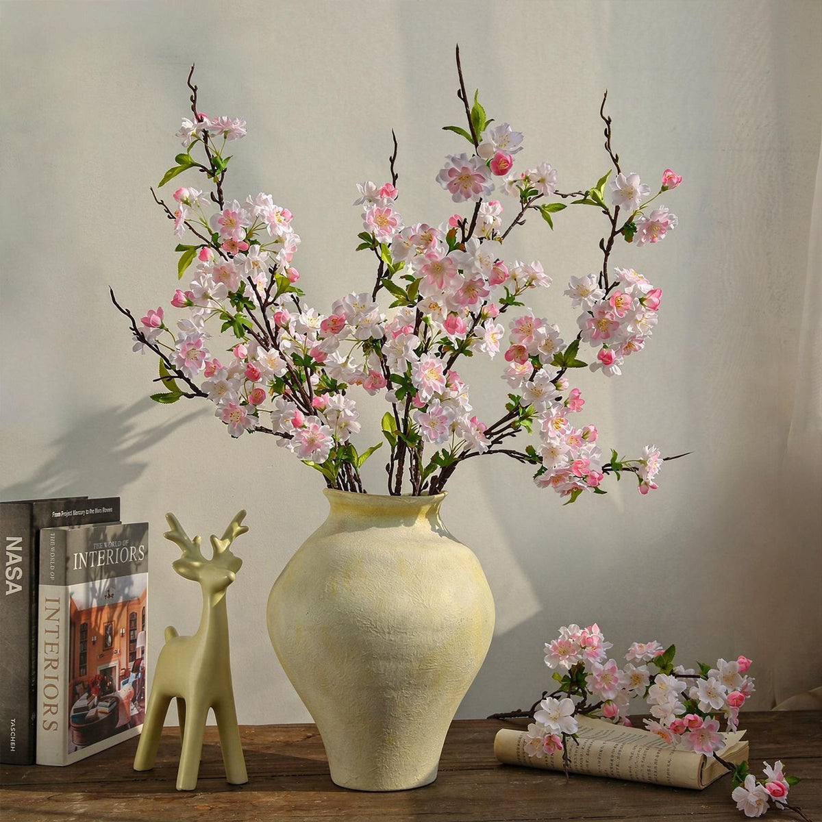 Künstliche Seidenblüte Kirschblüte Linglong – 92 cm, 25 Blüten, modern, für Hochzeit, Dekoration, Shop, Büro, Zuhause – Biegsamer Stiel, ohne Vase
