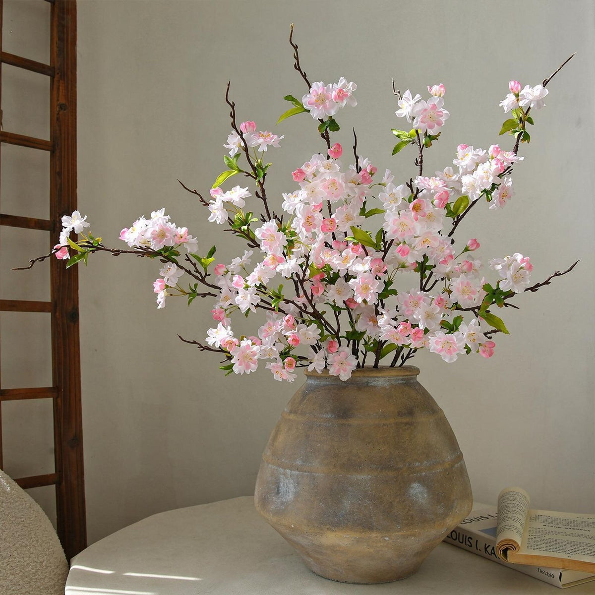 Künstliche Seidenblüte Kirschblüte Linglong – 92 cm, 25 Blüten, modern, für Hochzeit, Dekoration, Shop, Büro, Zuhause – Biegsamer Stiel, ohne Vase