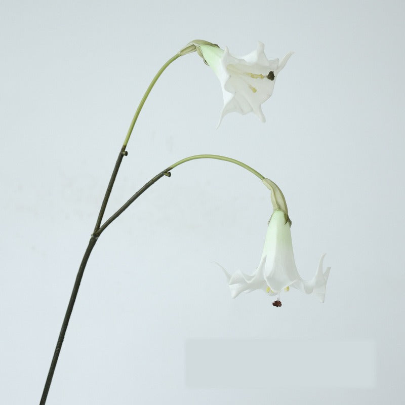 Künstliche Engelstrompete, 1 Stiel mit 2 Blüten, PU-Material, 78 cm Höhe, 18 cm Blütendurchmesser, für Hochzeiten, Outdoor & Innenraum