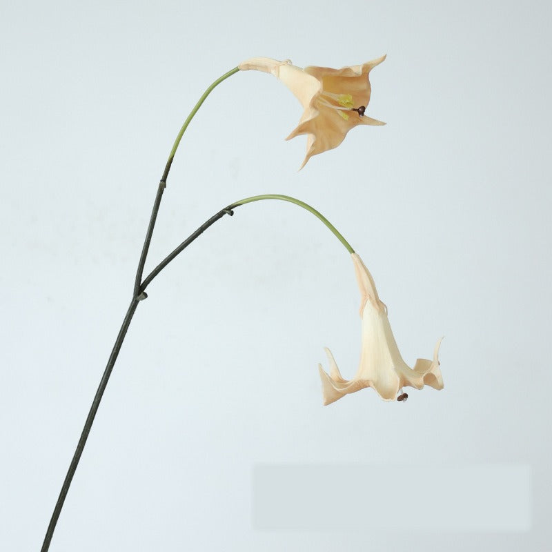 Künstliche Engelstrompete, 1 Stiel mit 2 Blüten, PU-Material, 78 cm Höhe, 18 cm Blütendurchmesser, für Hochzeiten, Outdoor & Innenraum