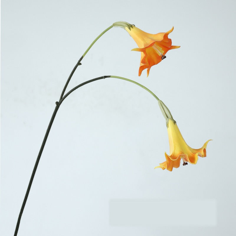 Künstliche Engelstrompete, 1 Stiel mit 2 Blüten, PU-Material, 78 cm Höhe, 18 cm Blütendurchmesser, für Hochzeiten, Outdoor & Innenraum