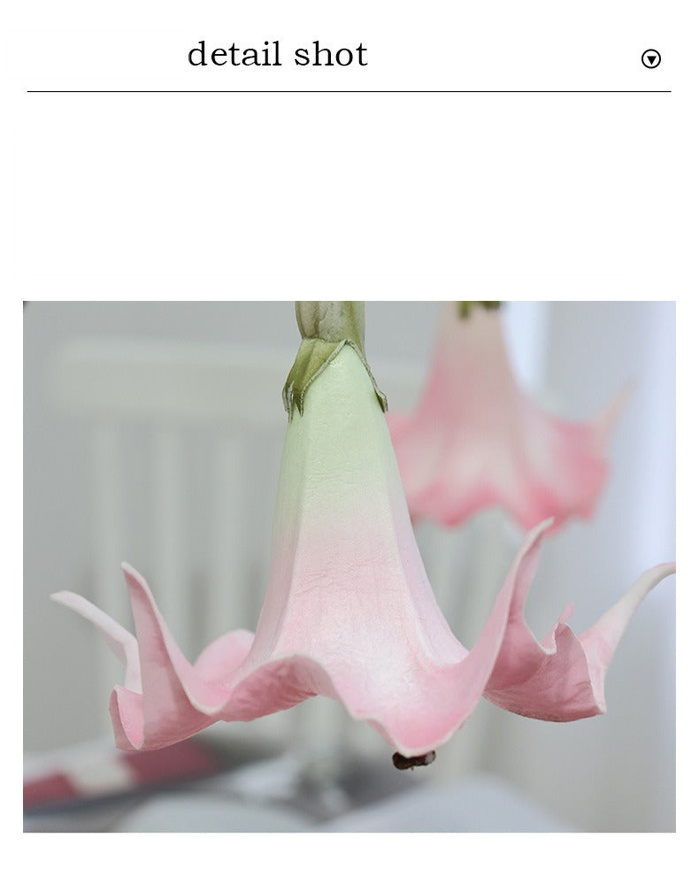 Künstliche Engelstrompete, 1 Stiel mit 2 Blüten, PU-Material, 78 cm Höhe, 18 cm Blütendurchmesser, für Hochzeiten, Outdoor & Innenraum