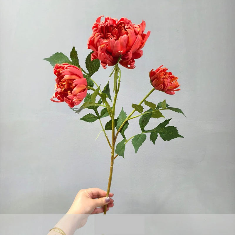 Künstliche Dahlien-Chrysantheme, 68 cm, Seidenstoff, 3 Blüten, Einzelstiel, für Innendekoration, Hotel, Einzelhandel, Hochzeitsdekoration