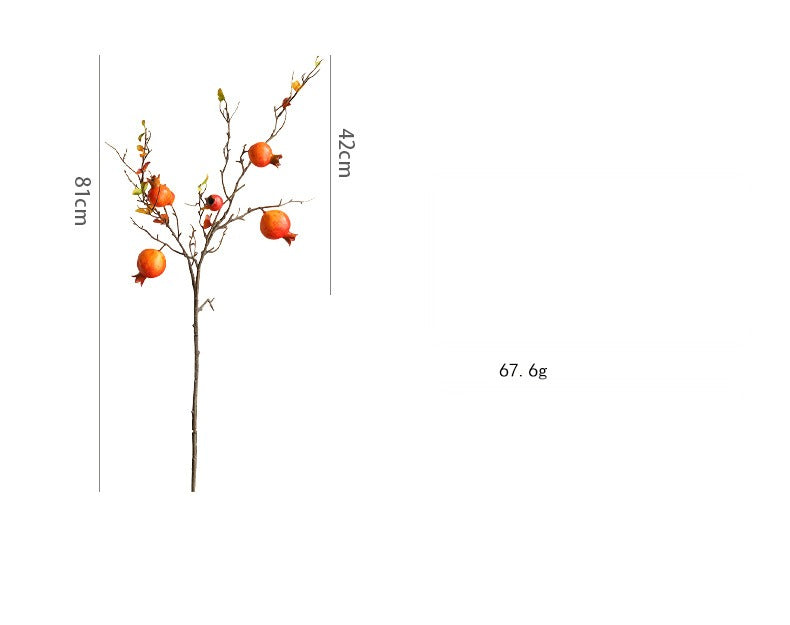 Künstliche Granatapfelblüte, 1 Stiel mit 6 Blüten, 81 cm, Seidenblumen, retro Dekoration für Zuhause, Schaufenster, Hochzeit, Hotel, Büros