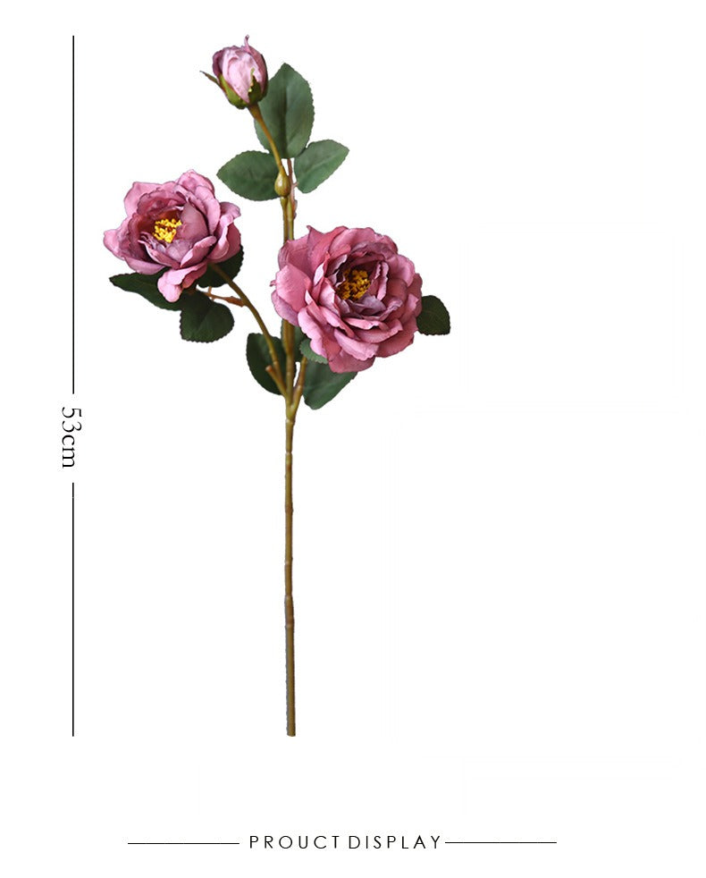 Künstliche Pfingstrose Seidenblume, 53 cm, 3 Blüten, retro ländlich, für Hochzeit Dekoration Shop Fensterbank