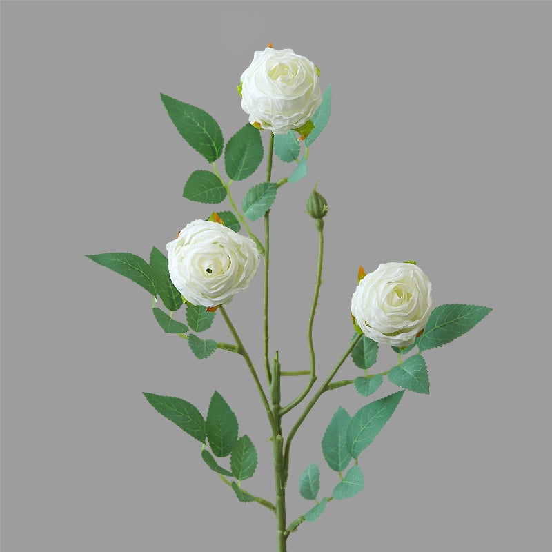 Künstliche Rose, 3 Blüten pro Stiel, 57 cm, Seidenblume, moderne Deko für Wohnzimmer, Tisch, Hochzeit, Innenbereich, 6 Farben