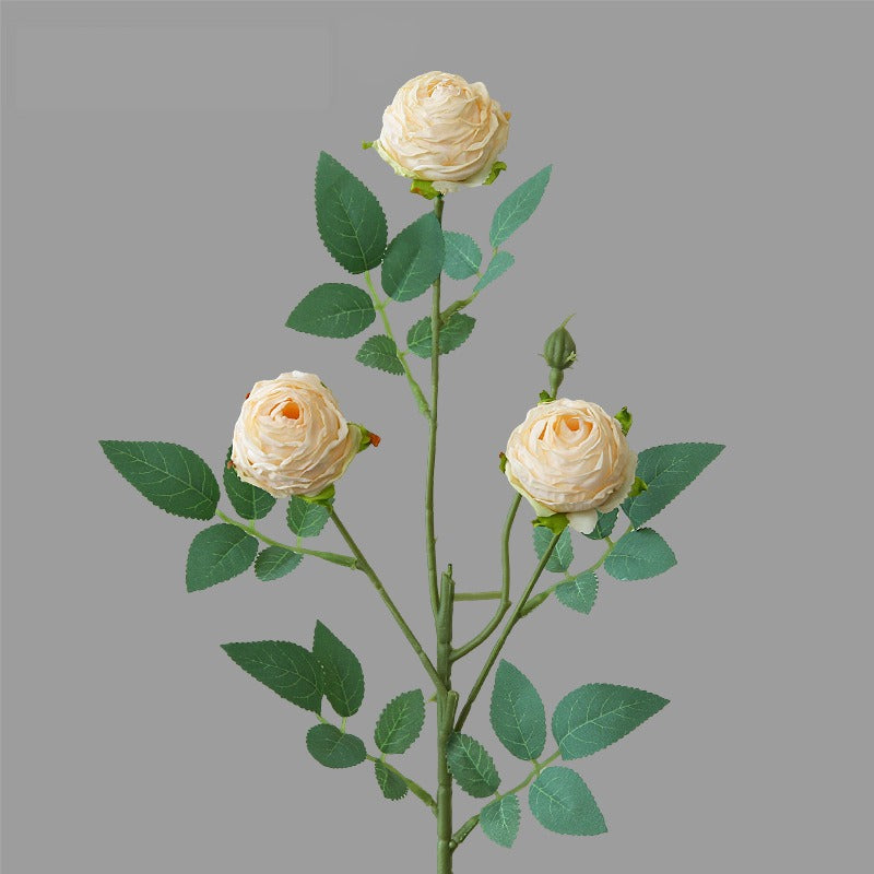 Künstliche Rose, 3 Blüten pro Stiel, 57 cm, Seidenblume, moderne Deko für Wohnzimmer, Tisch, Hochzeit, Innenbereich, 6 Farben