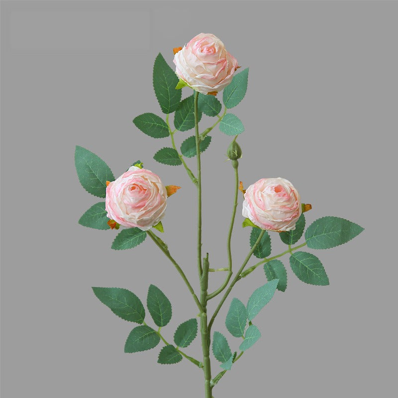 Künstliche Rose, 3 Blüten pro Stiel, 57 cm, Seidenblume, moderne Deko für Wohnzimmer, Tisch, Hochzeit, Innenbereich, 6 Farben