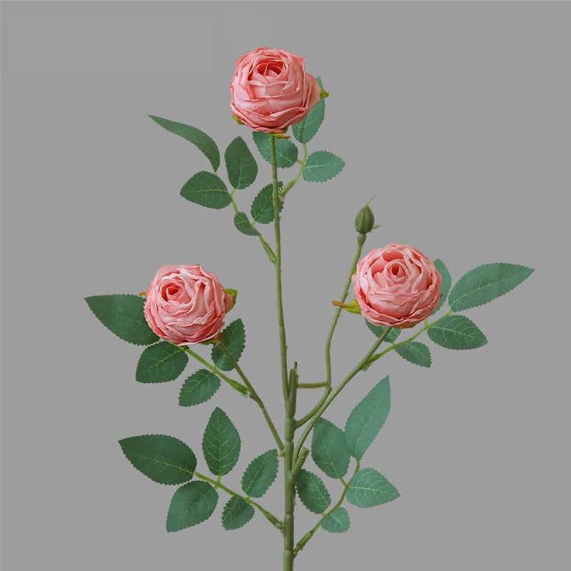 Künstliche Rose, 3 Blüten pro Stiel, 57 cm, Seidenblume, moderne Deko für Wohnzimmer, Tisch, Hochzeit, Innenbereich, 6 Farben