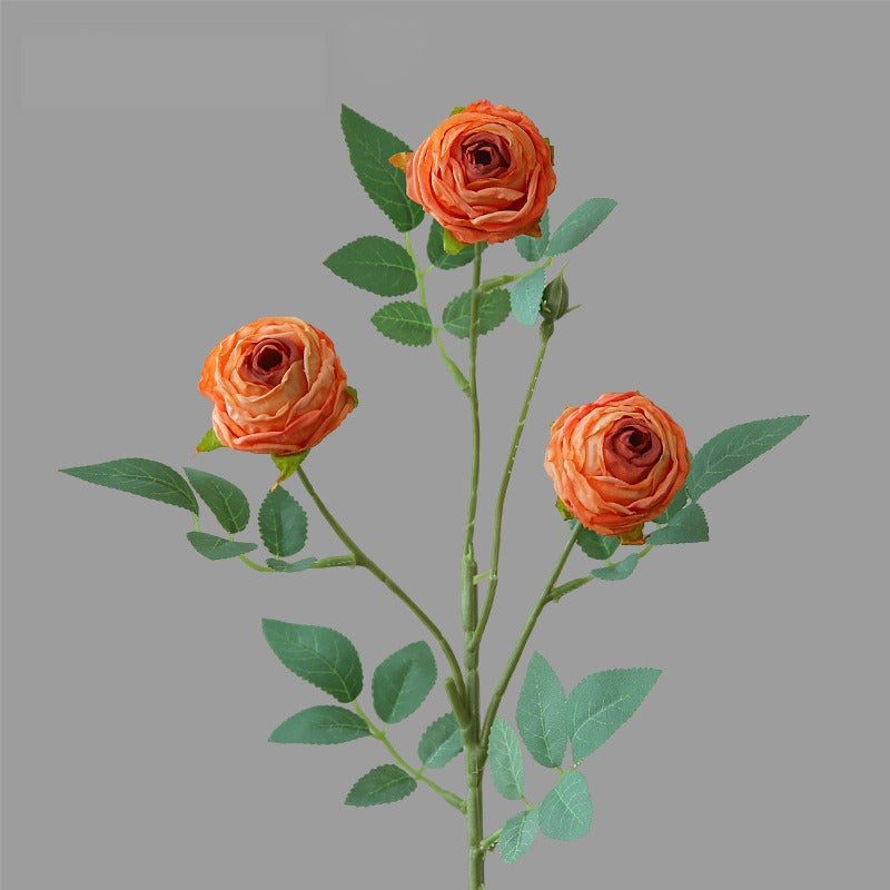 Künstliche Rose, 3 Blüten pro Stiel, 57 cm, Seidenblume, moderne Deko für Wohnzimmer, Tisch, Hochzeit, Innenbereich, 6 Farben