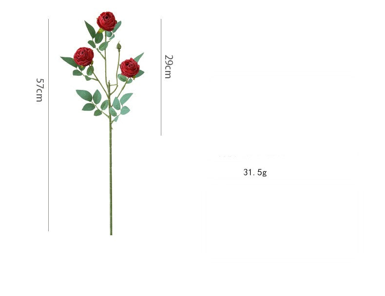 Künstliche Rose mit 3 Blüten, Einzelstiel, 57 cm, Seidenstoff, für Wohnzimmer und Tischdekoration