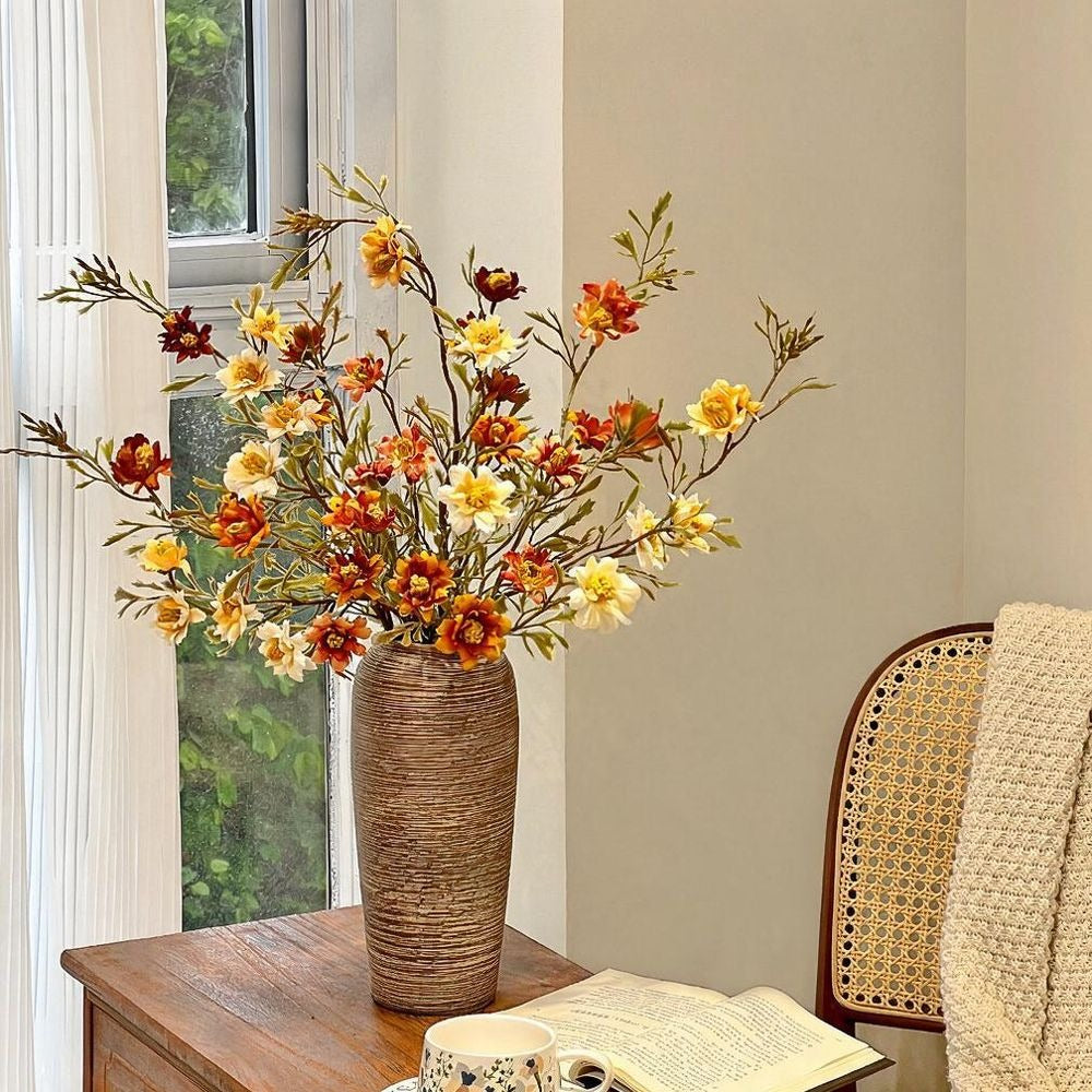 Retro-Kamille-Kunstblume, Einzelstiel mit 9 Blüten, Höhe 84 cm, Polyester-Seide, für Haushalt und Gewerbe