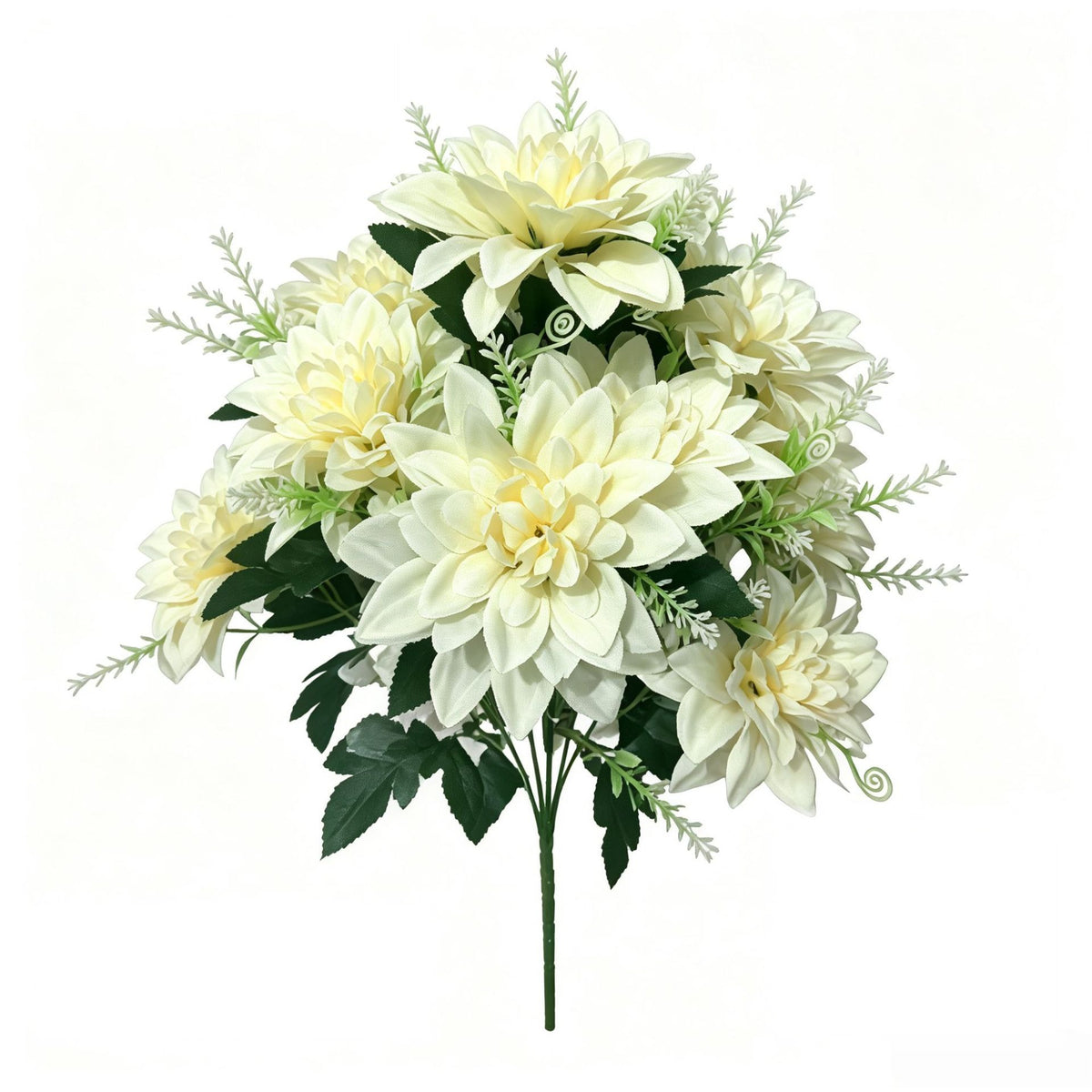 Künstliche Chrysanthemen Busch mit 12 Blüten, 38 cm Höhe, Seidenstoff-Dekoration für Hochzeiten, Home Staging und Gewerbe