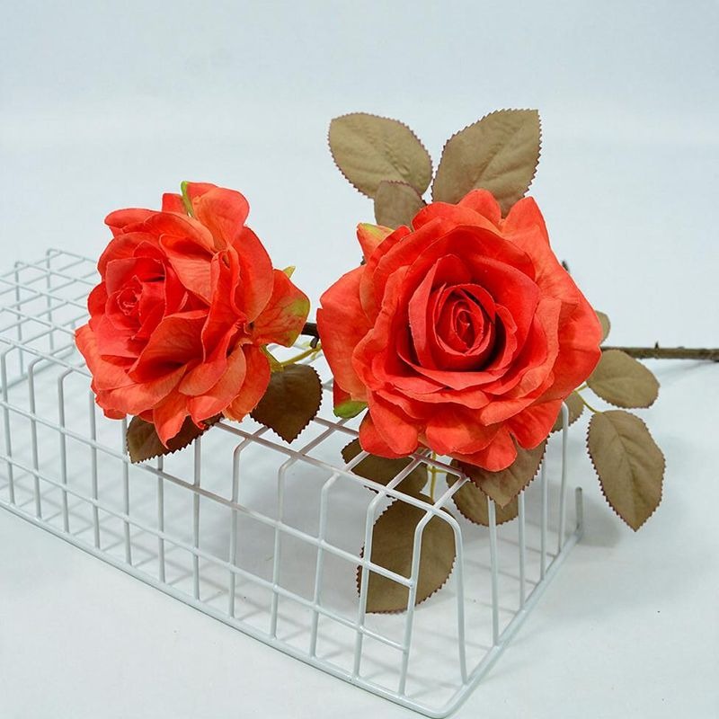 Künstliche Rosen, Seidenblumen Bouquet mit 3 Stielen, 49 cm, für Hochzeit, Dekoration, Büro