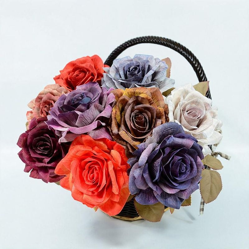 Künstliche Rosen, Seidenblumen Bouquet mit 3 Stielen, 49 cm, für Hochzeit, Dekoration, Büro