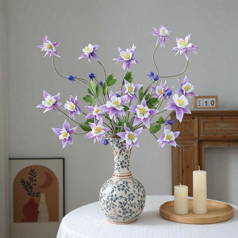 Künstliche Clematis 88 cm, Seidenblumen-Busch mit 9 Blüten, ländlicher Stil für Hochzeit, Innenraum, Tischdeko