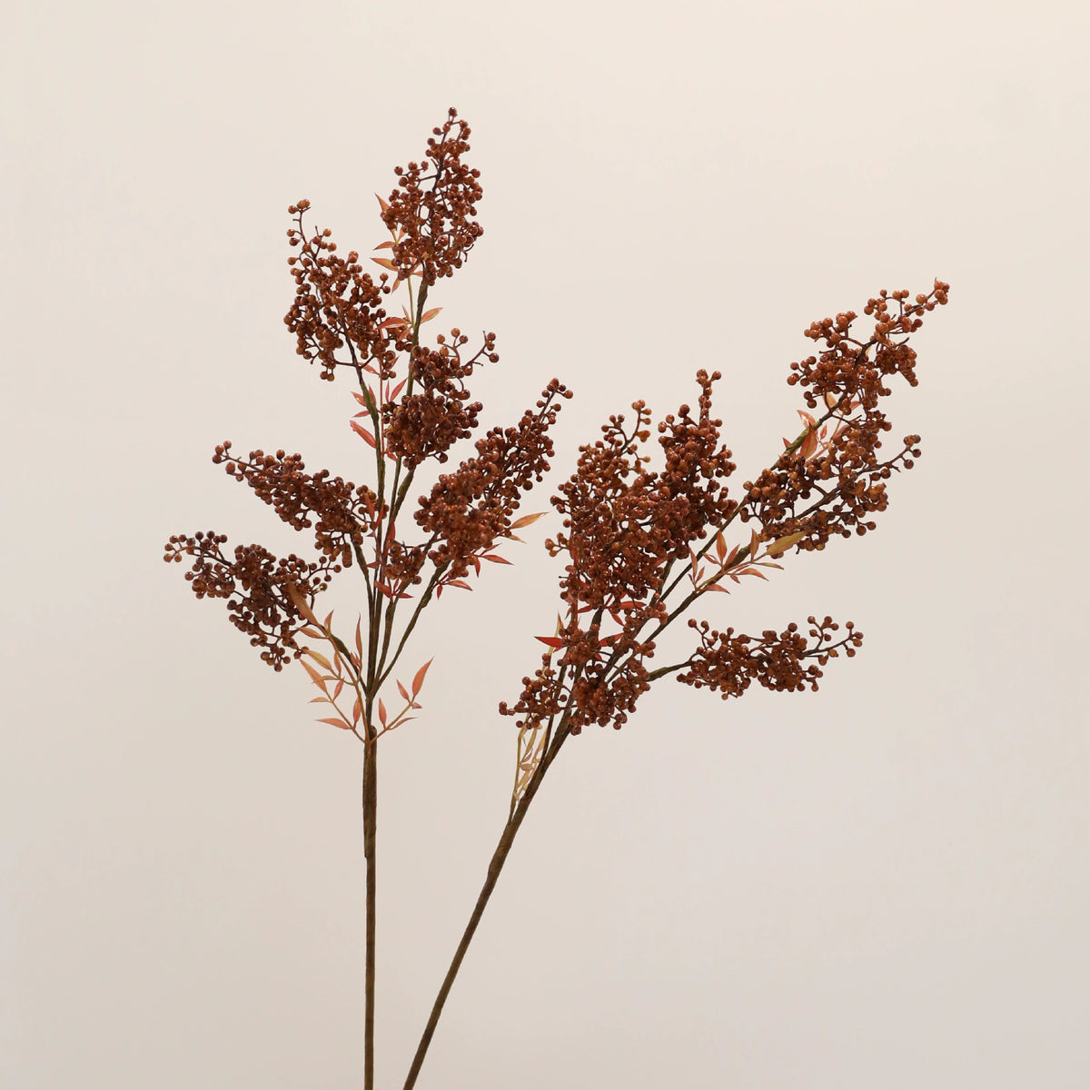 Künstliche Glücksbeeren (Nandina domestica), 80 cm lange Einzelstängel mit 7 Fruchtbüscheln, für Dekoration und Floristik