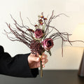 29 cm künstliche Rosen- und Eukalyptus-Blumenstrauß, modernes Bouquet für Hochzeit, Tischdeko und Wohnaccessoire