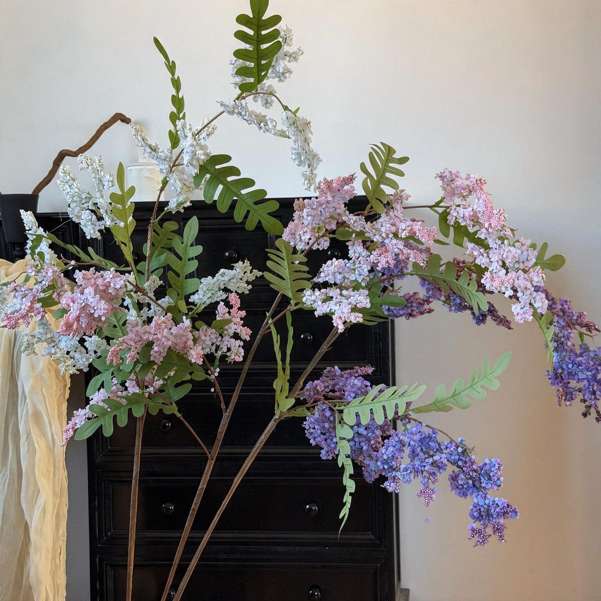 Künstlicher Holunderblütenzweig, 130 cm, single stem, realistische Dekoration für Hochzeit, Shop, Büro
