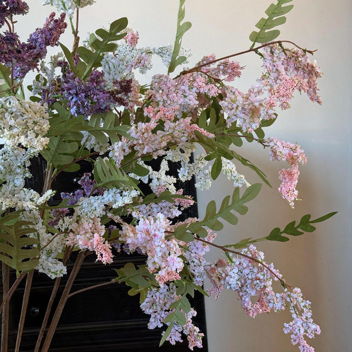 Künstlicher Holunderblütenzweig, 130 cm, single stem, realistische Dekoration für Hochzeit, Shop, Büro