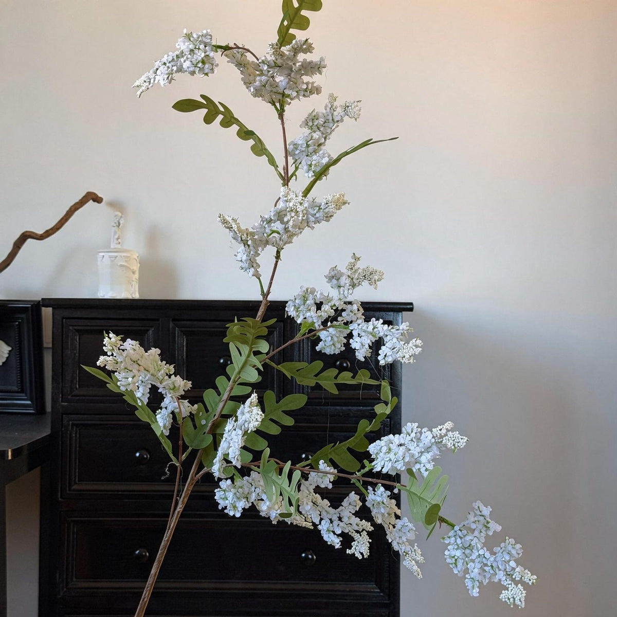 Künstlicher Holunderblütenzweig, 130 cm, single stem, realistische Dekoration für Hochzeit, Shop, Büro