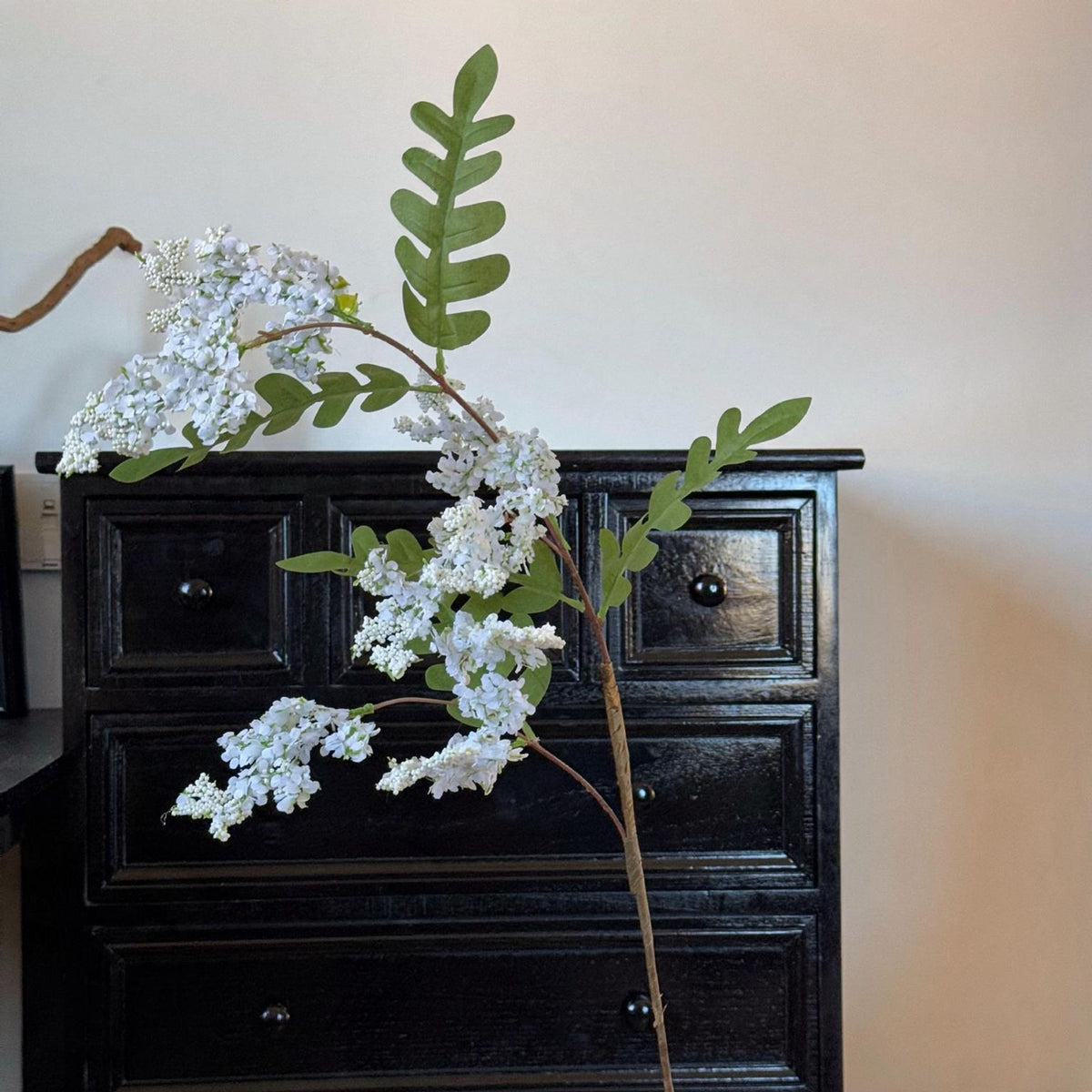 Künstlicher Holunderblütenzweig, 130 cm, single stem, realistische Dekoration für Hochzeit, Shop, Büro