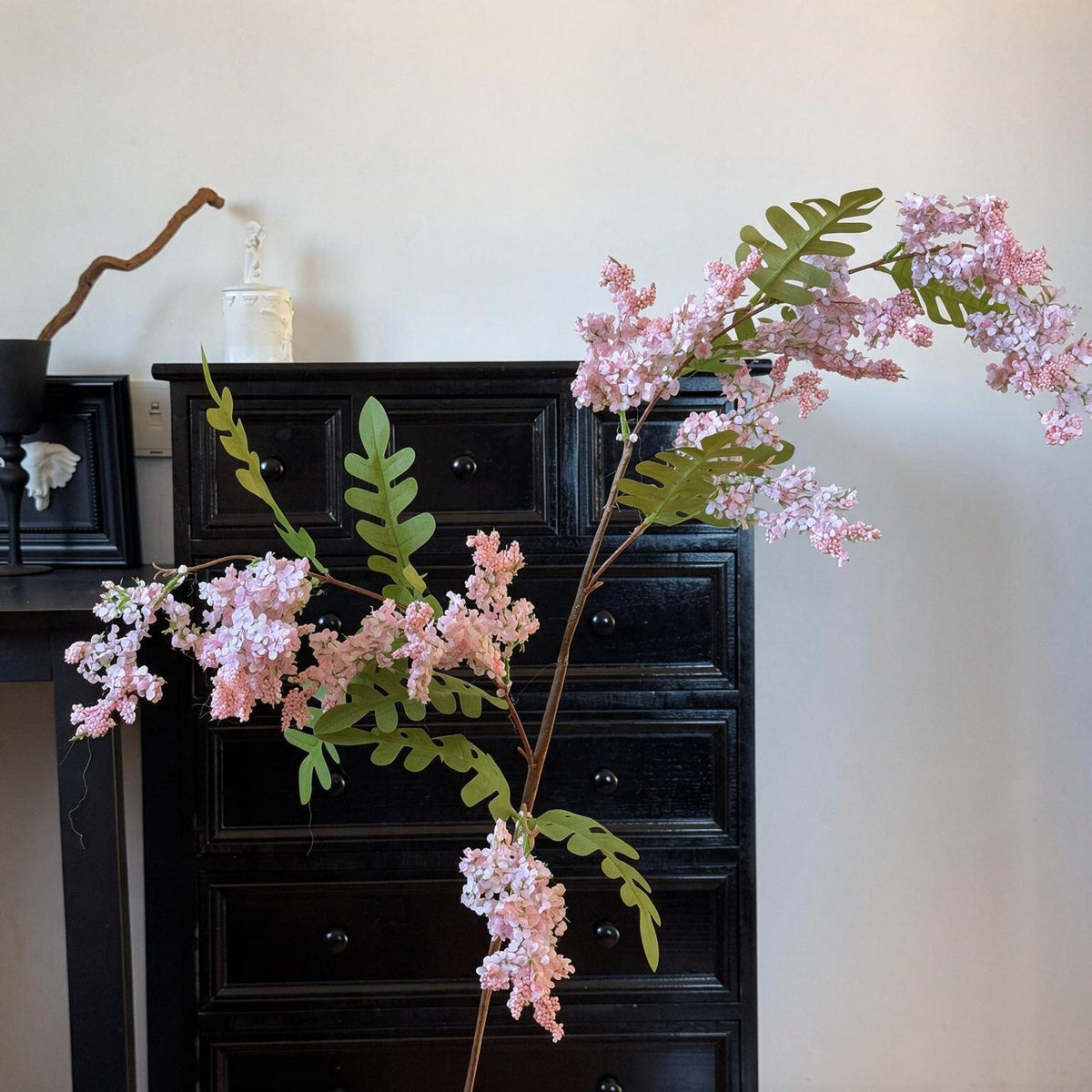 Künstlicher Holunderblütenzweig, 130 cm, single stem, realistische Dekoration für Hochzeit, Shop, Büro