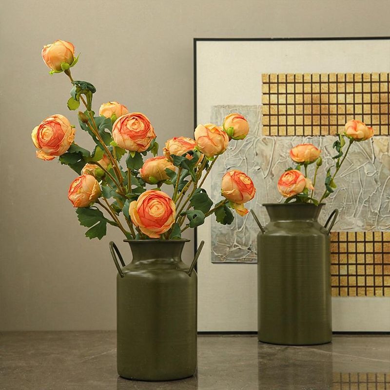 Künstliche Blumensträußer, 3-köpfige geröstete Rand-Tee-Rosen, 52 cm hoch, modern, aus Seidenstoff, für Innenraum-Deko, Hochzeiten, Events