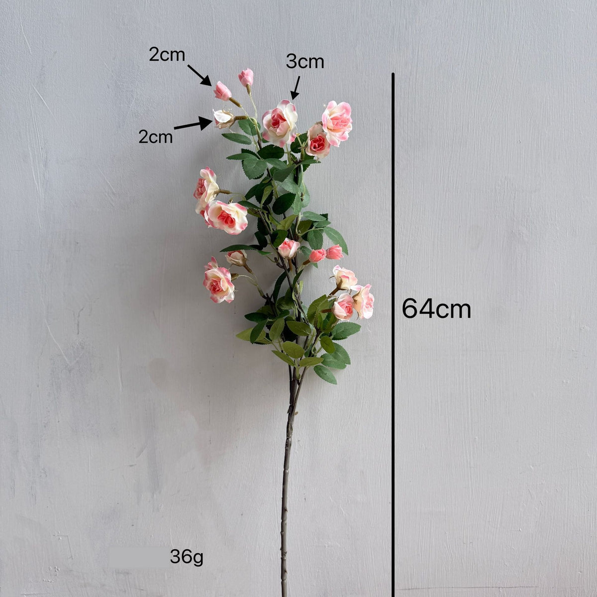 Künstliche Mini-Rosen-Busch mit 18 Blüten, 64 cm, Seidenblumen für Innenraum-Deko, Hochzeit, Event