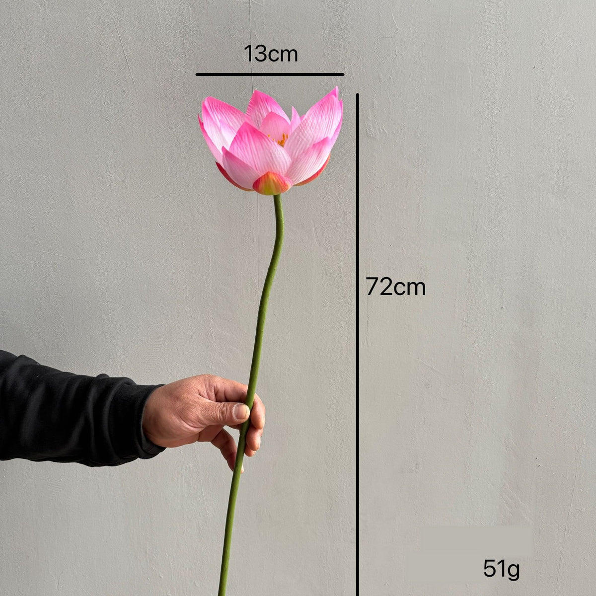 Künstliche Seerose, einzelne Stange mit Blatt und Lotosblüte, 80 cm, Seidenstoff, für Innen- und Außenbereich