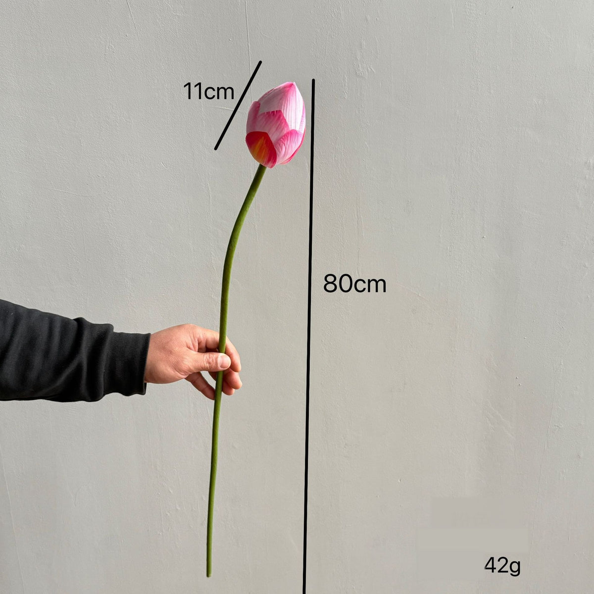 Künstliche Seerose, einzelne Stange mit Blatt und Lotosblüte, 80 cm, Seidenstoff, für Innen- und Außenbereich