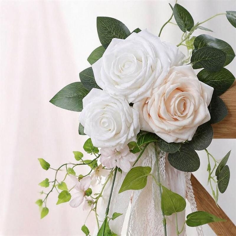 Künstliche Eukalyptus-Ranke mit Rosen, 30 cm, für Hochzeitsdekoration und Raumgestaltung
