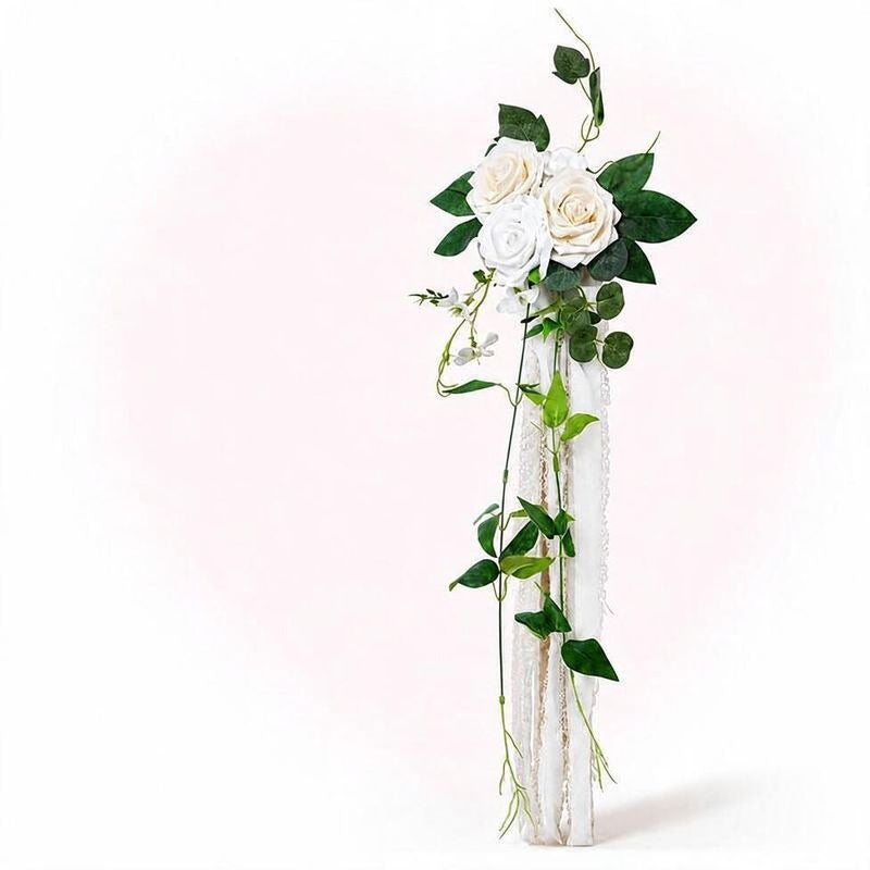 Künstliche Eukalyptus-Ranke mit Rosen, 30 cm, für Hochzeitsdekoration und Raumgestaltung
