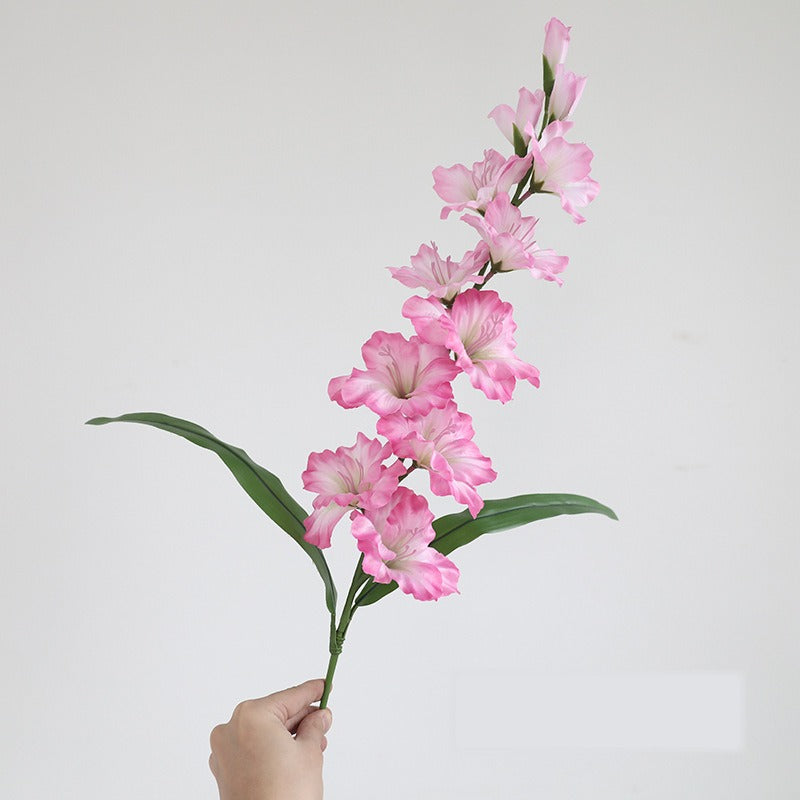 Künstliche Gladiole, einzelner Stiel mit 12 Blüten, 86 cm Höhe, aus Seidenstoff, für Hochzeiten und Innendekoration