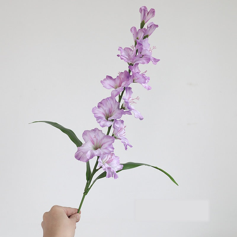 Künstliche Gladiole, einzelner Stiel mit 12 Blüten, 86 cm Höhe, aus Seidenstoff, für Hochzeiten und Innendekoration