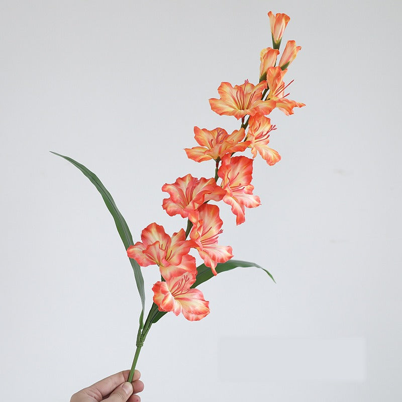 Künstliche Gladiole, einzelner Stiel mit 12 Blüten, 86 cm Höhe, aus Seidenstoff, für Hochzeiten und Innendekoration