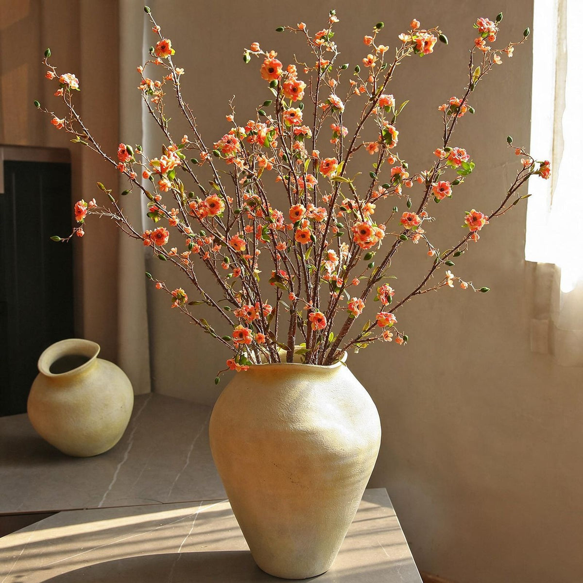 Künstliche Christusdorn-Blüte, Einzelstiel mit 8 Blüten, 91 cm, aus Seidenstoff, für Innendekoration