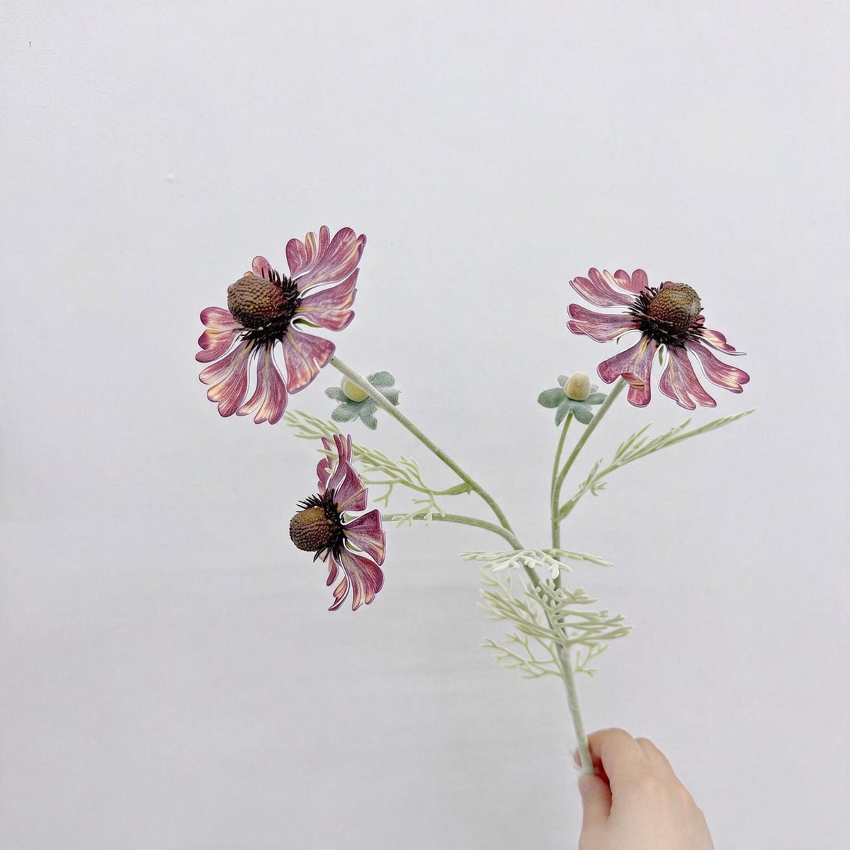Künstliche Chrysantheme, 3 Blüten, 59 cm hoch, EVA-Material, für Hochzeit, Dekoration, Innenraum