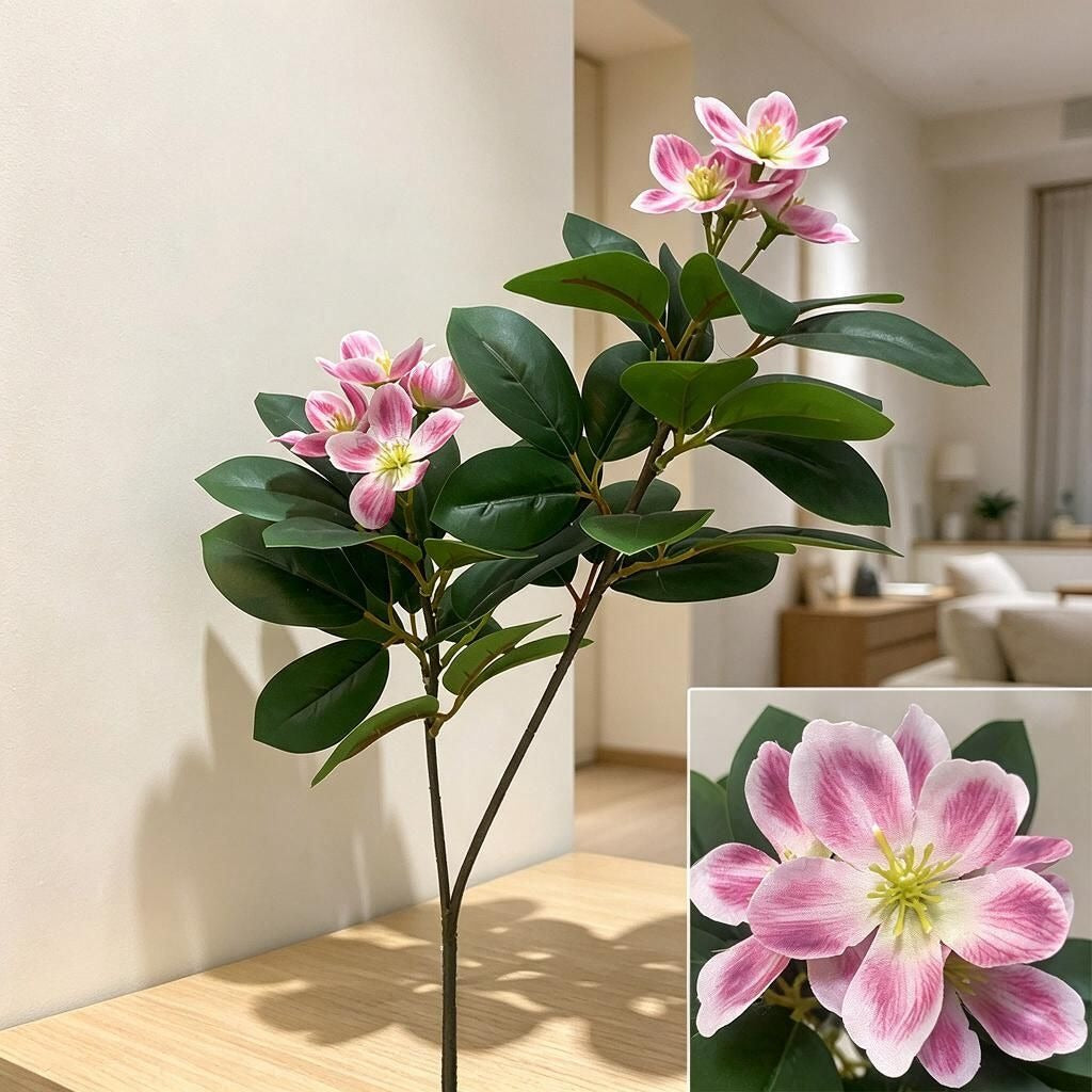 Künstliche Azaleen-Blumenstrauß, 62 cm, für Hochzeit, Dekoration, Büro, Innenraum, Kamelie, Pflaume, Rhododendron, Pfingstrose