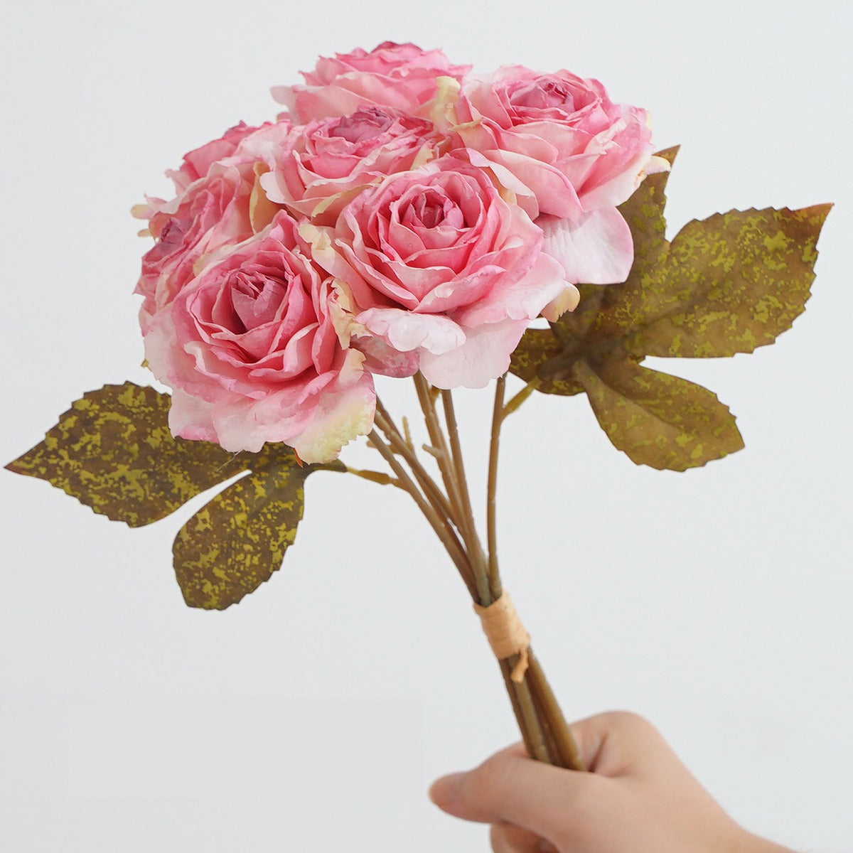 7-Blüten-Rosenstrauß, künstliche Vintage-Rosen, 35 cm, für Hochzeit, Dekoration, Innenraum
